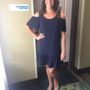 Navy Cold Shoulder Dress